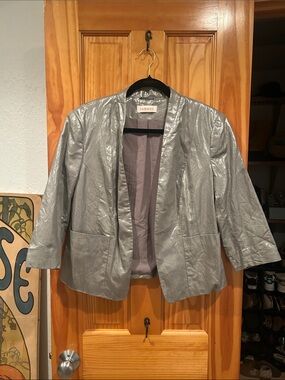 Camaieu Metallic Silver Open-Front Jacket